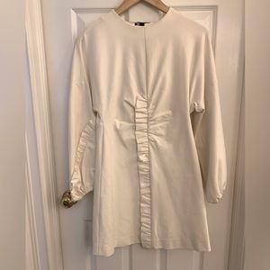 Tibi ivory dress with black tie closure